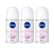 NIVEA Extra Brightening 8 Super Food Vitamin C Collagen Booster Underarm Roll-On Deodorant, Alcohol-Free, 48HR Odor Protection, Smooth & Bright Skin, 50ml, 1.69oz, Pack of 3