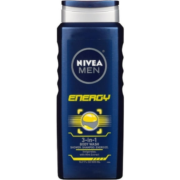 NIVEA FOR MEN 3-in-1 Body Wash Energy 16.90 oz Pack of 2