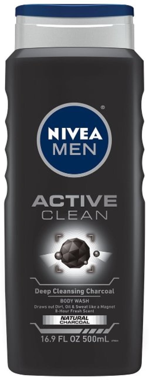 NIVEA FOR MEN Body Wash Active Clean 16.9 oz (Pack of 3)