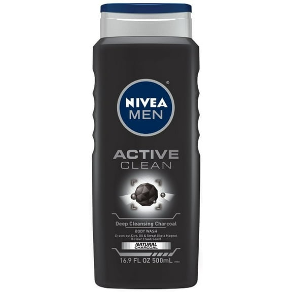 NIVEA FOR MEN Body Wash Active Clean 16.9 oz (Pack of 3)