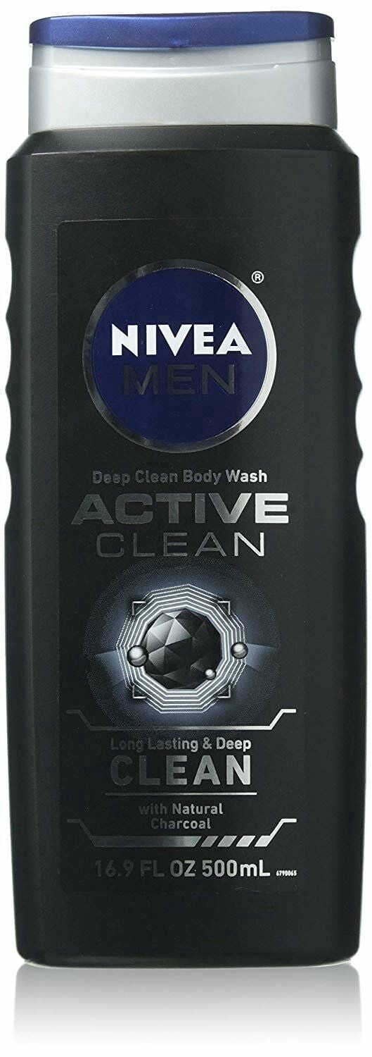 NIVEA FOR MEN Body Wash Active Clean 16.9oz Pack of 2