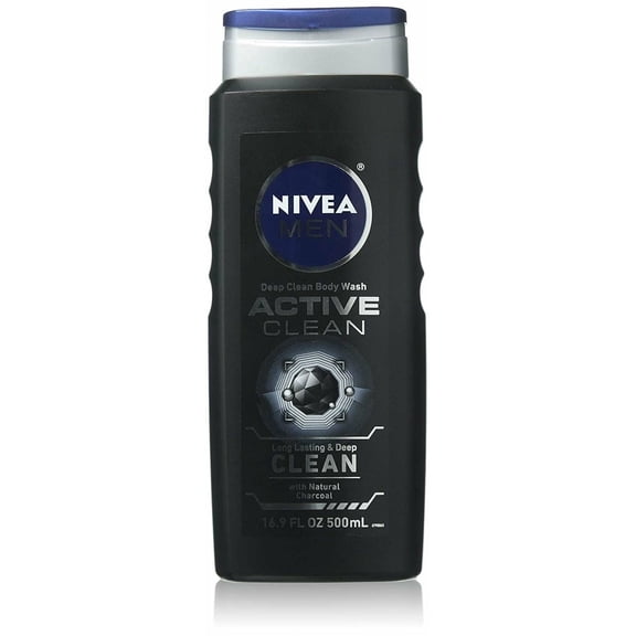 NIVEA FOR MEN Body Wash Active Clean 16.9oz Pack of 2