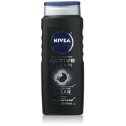 NIVEA FOR MEN Body Wash Active Clean 16.9oz Pack of 2