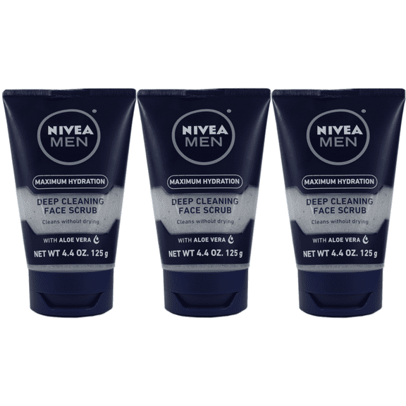 NIVEA FOR MEN Original, Deep Cleaning Face Scrub 4.4 oz (Pack of 3)