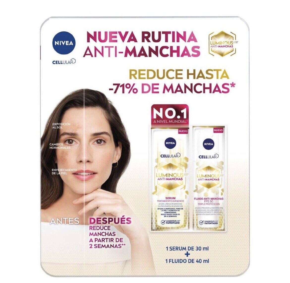 NIVEA Face Luminous serum 30ml and cream FPS 50 40ml (Kit)