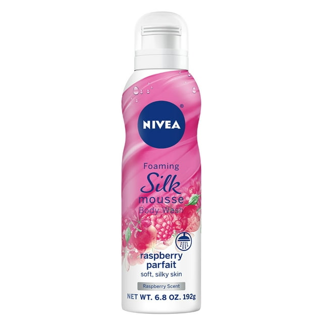 NIVEA Foaming Silk Mousse Body Wash Raspberry Parfait - 6.8 oz Can