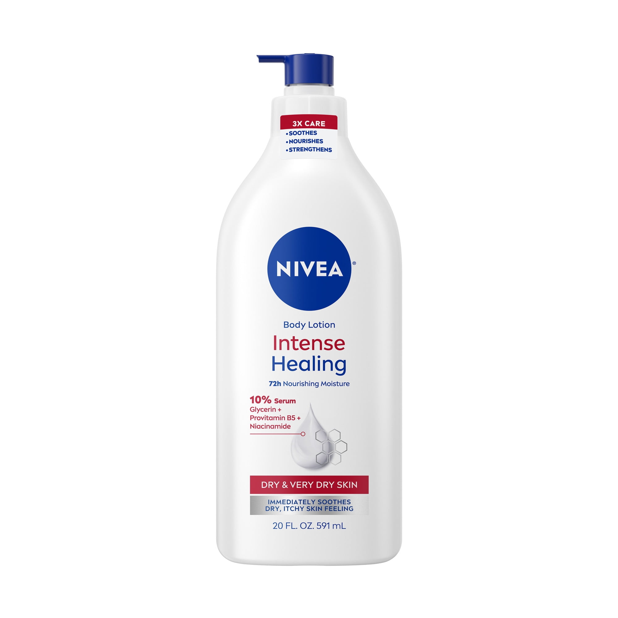 NIVEA Intense Healing Body Lotion for Very Dry and Itchy Skin, 72Hr Moisturizer, 20 fl oz