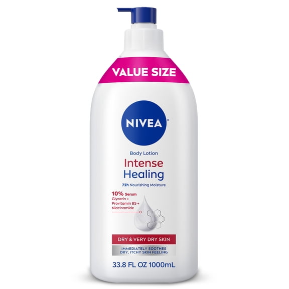 NIVEA Intense Healing Body Lotion for Very Dry and Itchy Skin, 72Hr Moisturizer, Value Size 33.8 fl oz