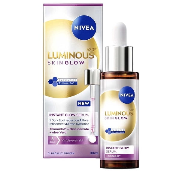 NIVEA Luminous630 Skin Glow Serum, Pore Refining and Hydrating for 2x More Glowy Skin 30ml