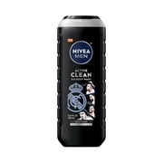 NIVEA MEN Real Madrid Limited Edition Design Active Clean 3-in-1 Mens Body Wash with Charcoal, Vanilla Bourbon Scent, 16.9 fl oz