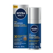 NIVEA MEN Age Defense Daily Face Moisturizer SPF 30, Hyaluronic Acid, Pro-Retinol, 1.7 fl oz
