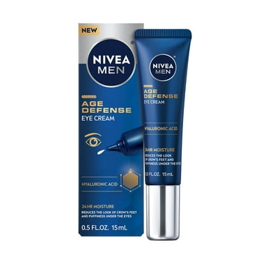 NIVEA MEN Age Defense Eye Cream, Dark Circles, Crow's Feet, Puffiness, Hyaluronic Acid, 0.5 fl oz