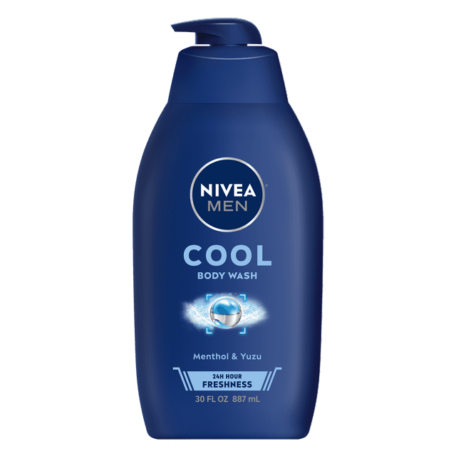 NIVEA MEN Cool Body Wash with Icy Menthol, Men Body Wash, 30 Fl Oz