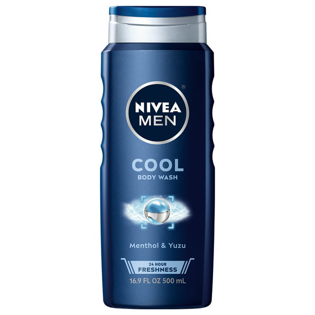 NIVEA MEN Cool Body Wash with Icy Menthol, Scented Body Wash for Men, 16.9 fl oz Bottle
