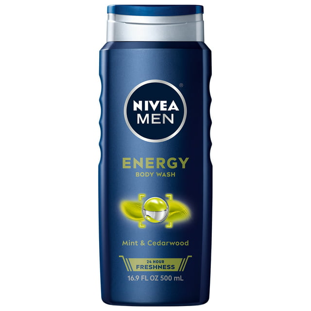 NIVEA MEN Energy Body Wash for Mint Extract, 16.9 Fl Oz Bottle