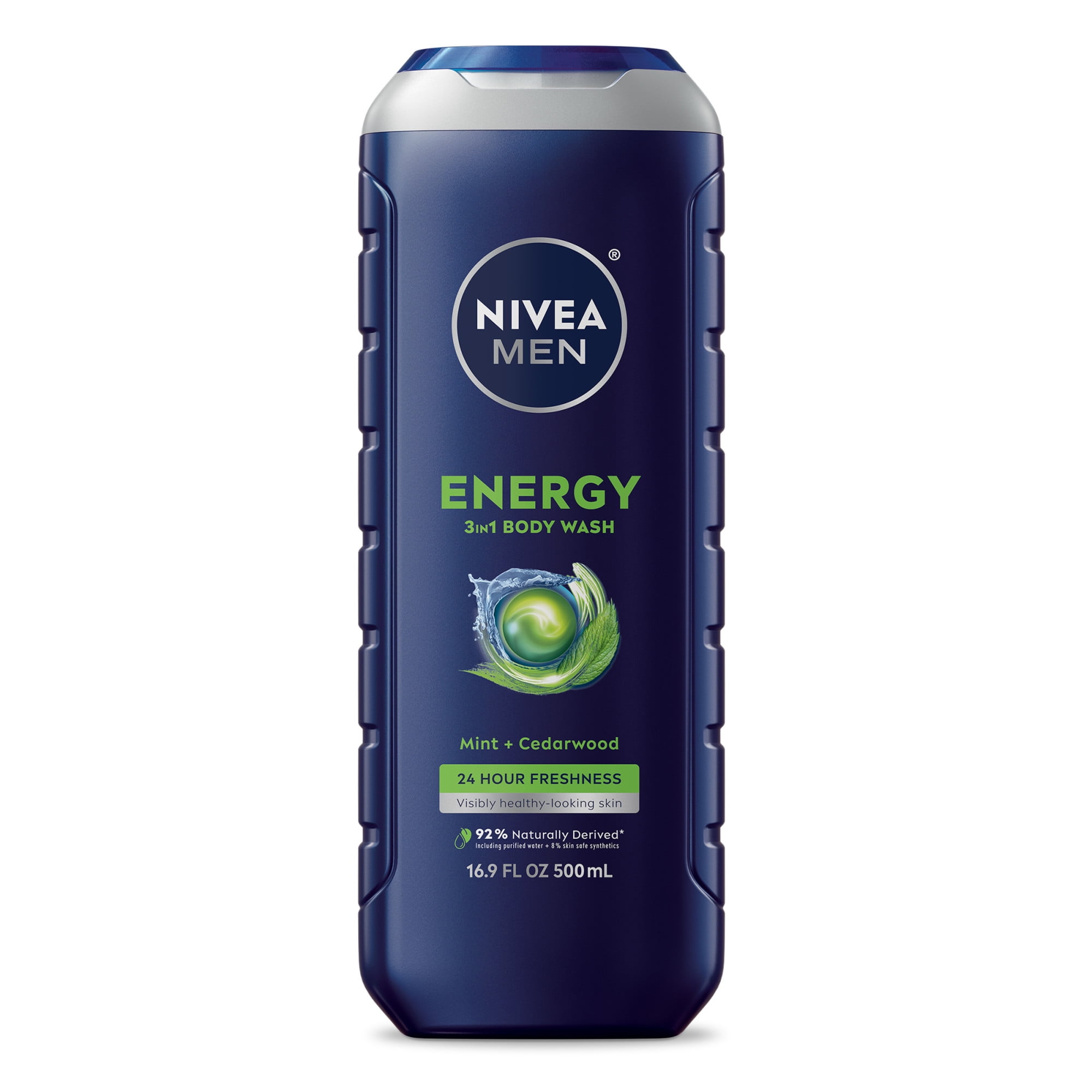 NIVEA MEN Energy Body Wash for Men with Mint Extract and Cedarwood Scent, 16.9 fl oz