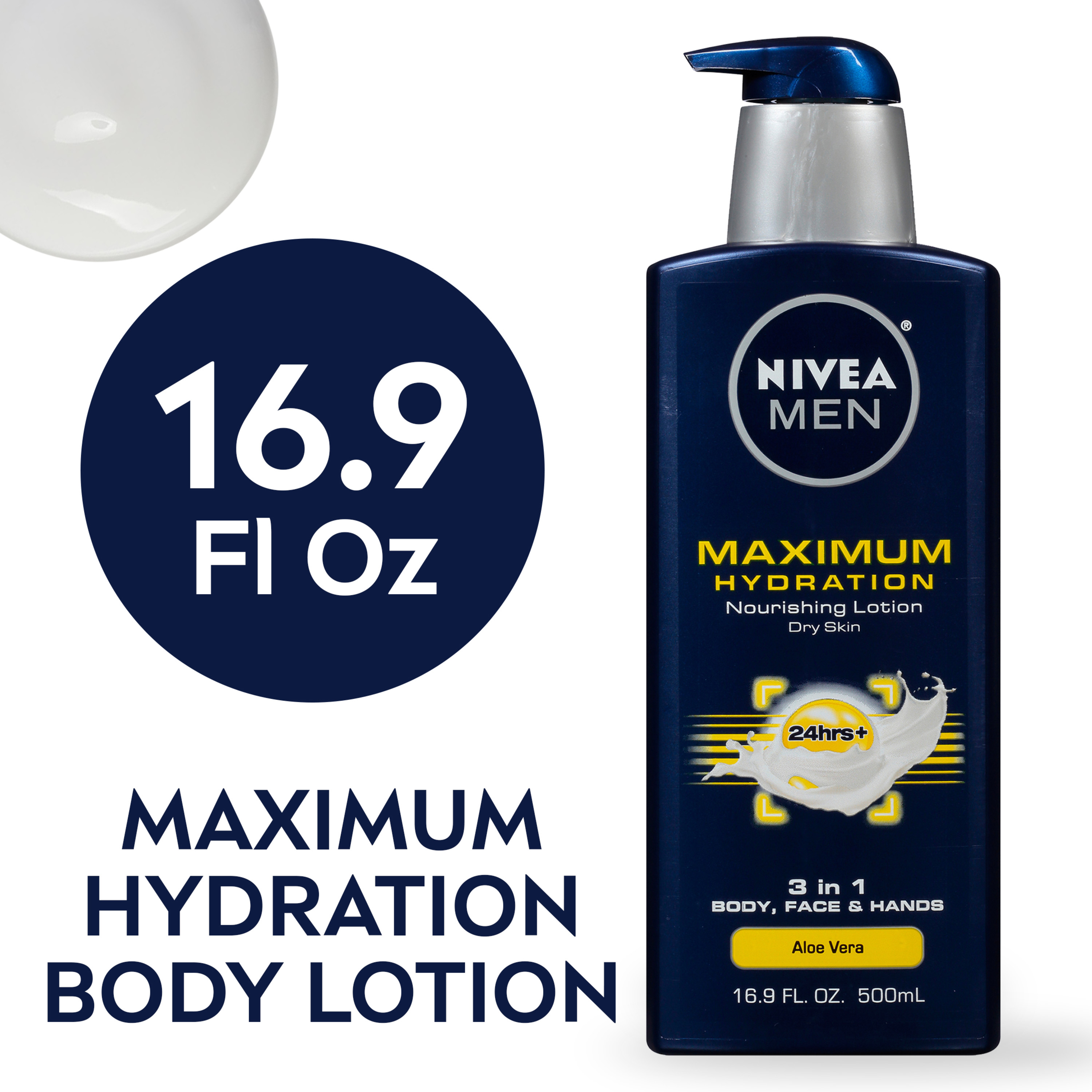 NIVEA MEN Maximum Hydration 3-in-1 Body Lotion, 16.9 Fl Oz Bottle - image 1 of 10