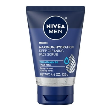 NIVEA MEN Maximum Hydration Deep Cleaning Exfoliating Face Scrub with Aloe Vera, 4.4 oz