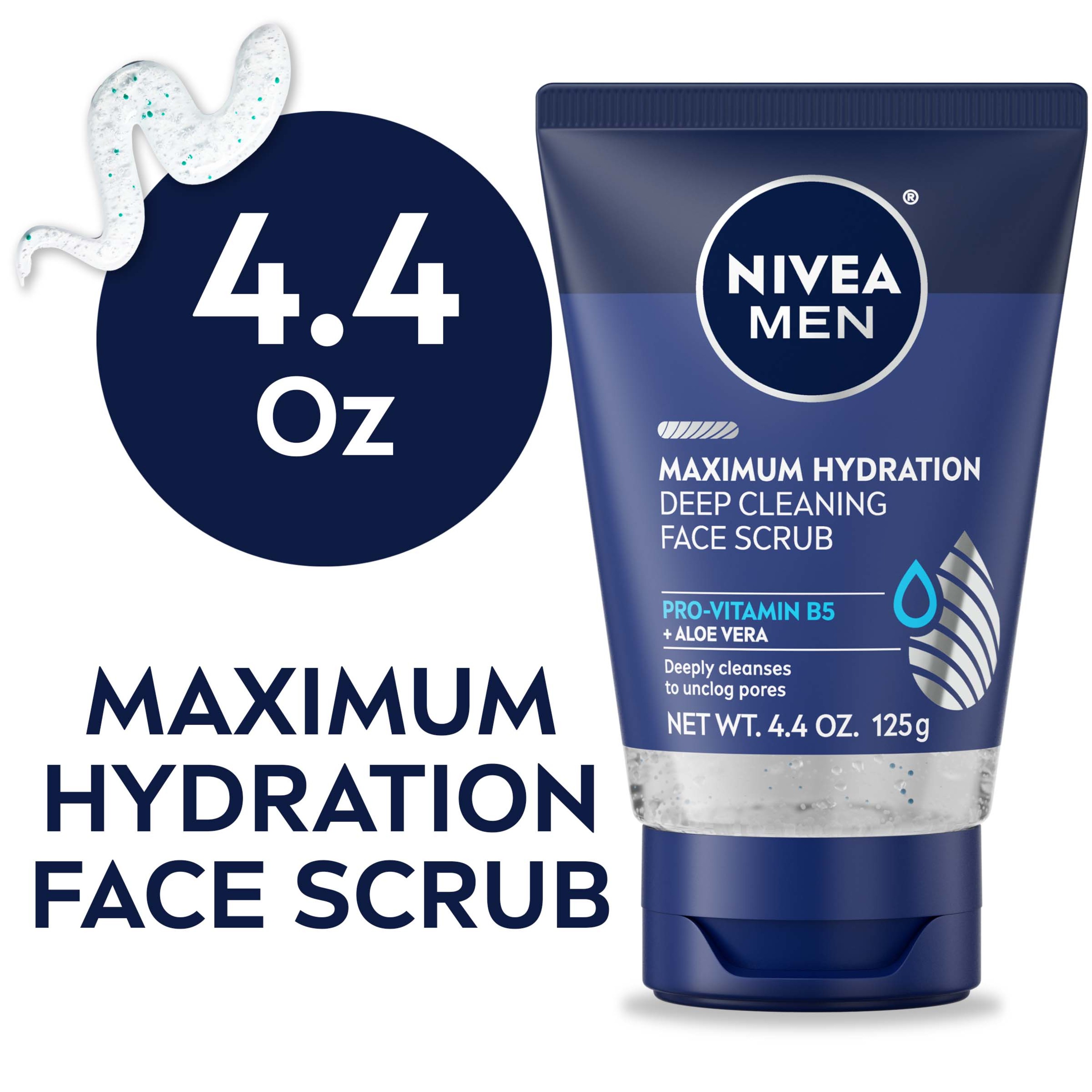 NIVEA MEN Maximum Hydration Deep Cleaning Face Scrub with Aloe Vera, 4.4 Oz Tube - image 1 of 13
