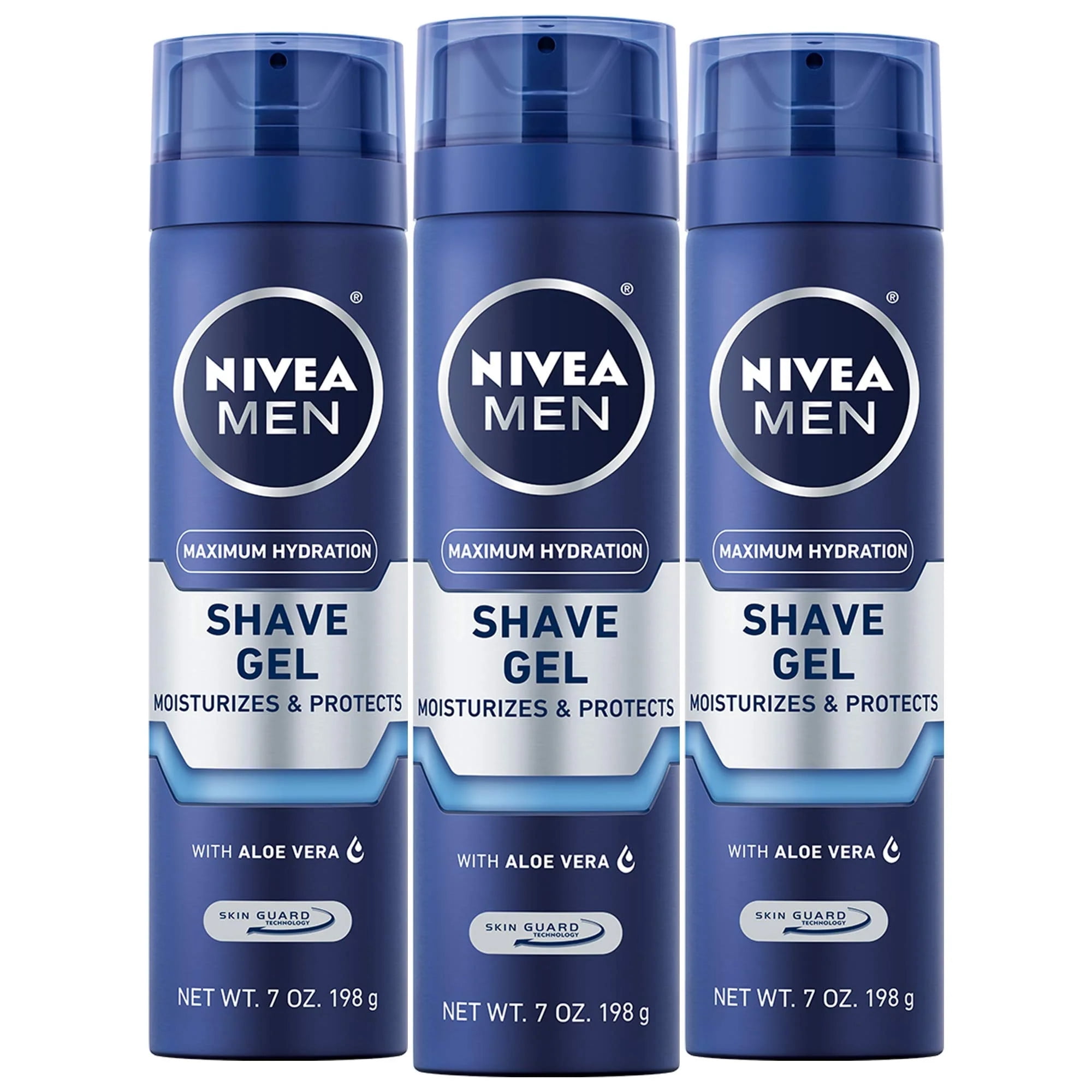 NIVEA MEN Maximum Hydration Shave Gel with Aloe Vera and Provitamin B5, 3  Pack of 7 Oz Cans