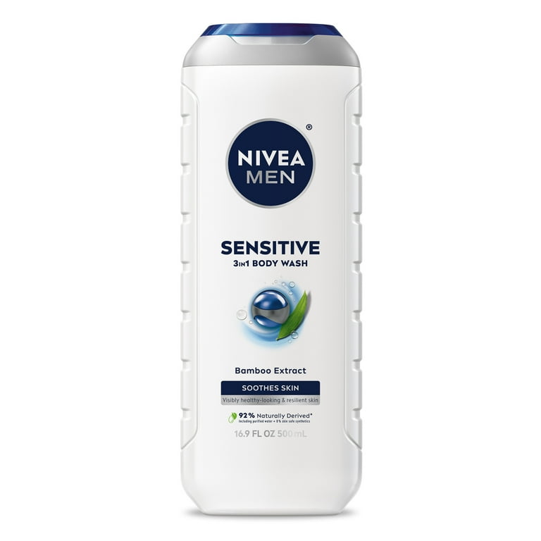NIVEA MEN Sensitive Skin Clean Shower Gel Body Wash with Bamboo