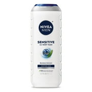 NIVEA MEN Sensitive Skin 3-in-1 Body Wash for Men, Bamboo Extract, Lightly Scented, 16.9 fl oz