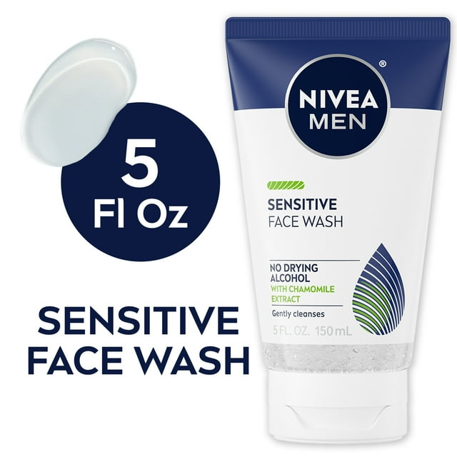 NIVEA MEN Sensitive Face Wash, with Vitamin E, Chamomile and Witch Hazel, 5 Fl Oz Tube