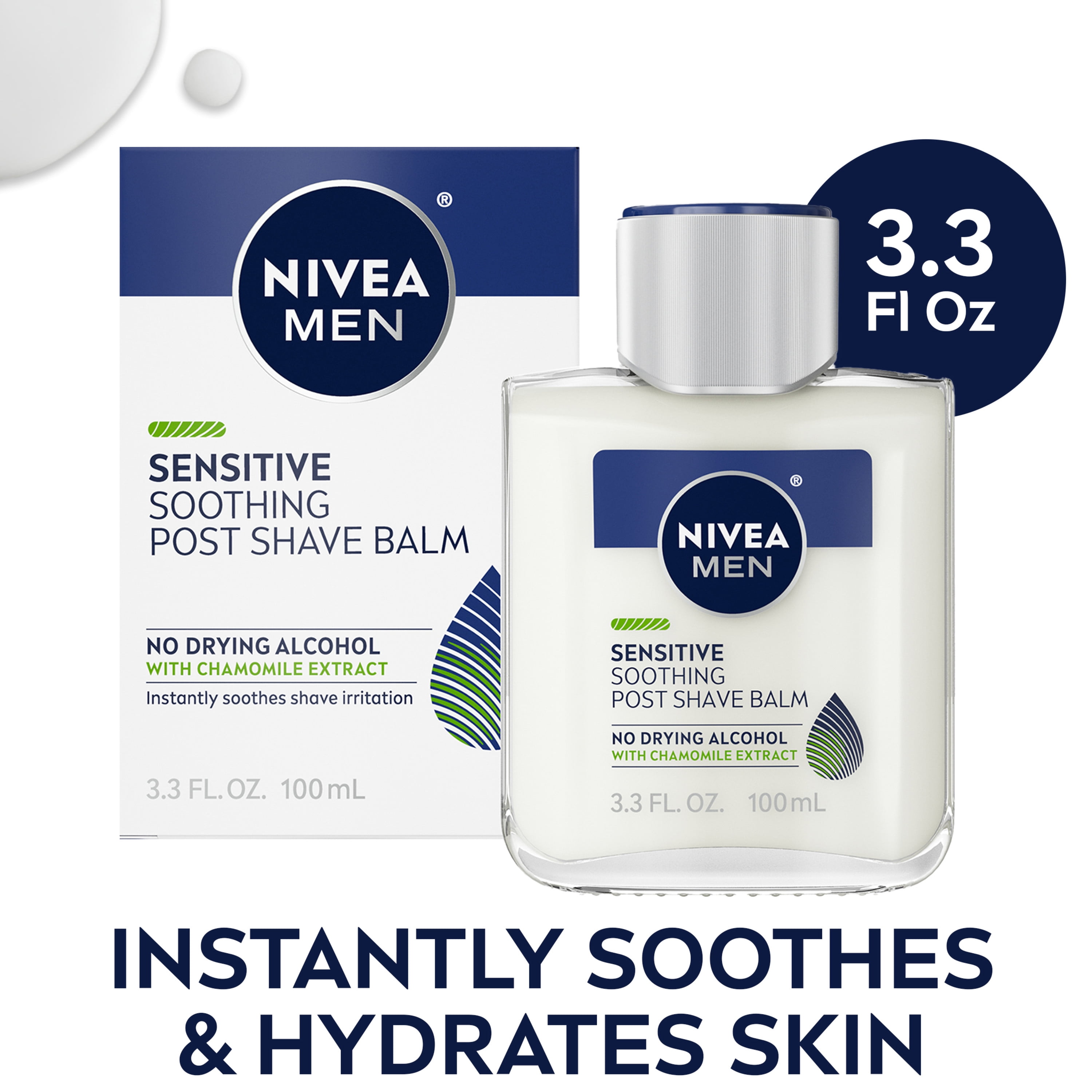 NIVEA MEN Sensitive Soothing Post Shave Balm, Chamomile Extract, After Shave for Men, 3.3 fl oz