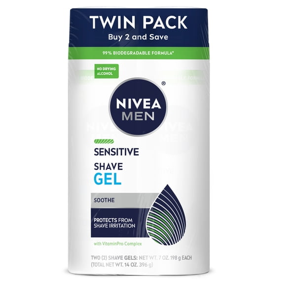 NIVEA MEN Sensitive Shave Gel, Shaving Gel for Sensitive Skin, 7 oz, Pack of 2