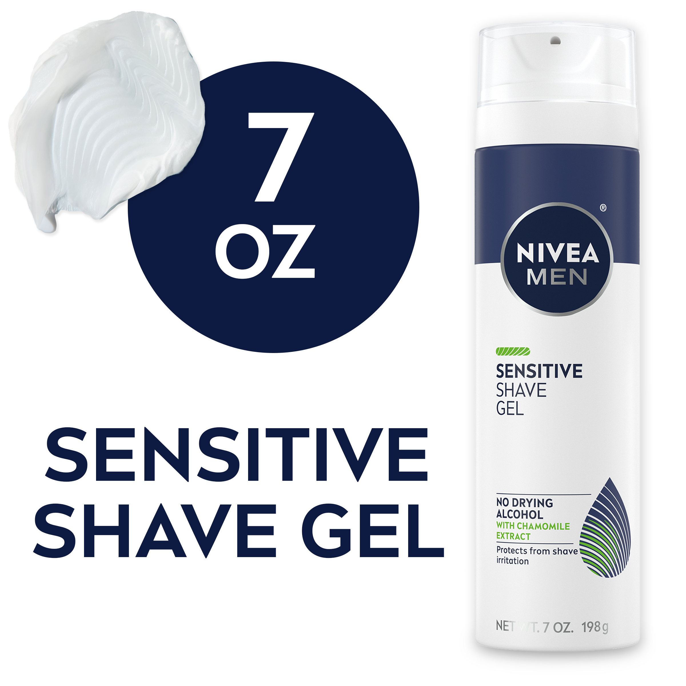 NIVEA MEN Sensitive Shave Gel with Vitamin E, Soothing Chamomile and Witch Hazel Extracts, 7 oz Can - image 1 of 13