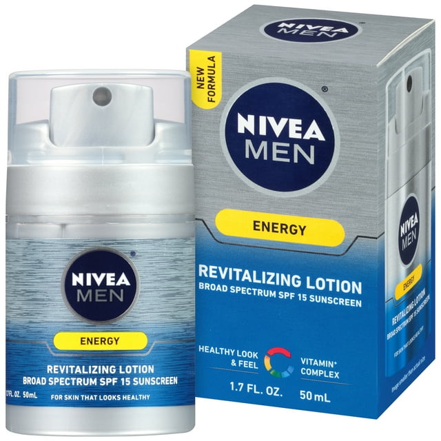 NIVEA Men Energy Lotion Broad Spectrum SPF 15 Sunscreen, 1.7 fl. oz. Bottle