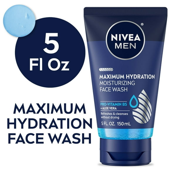 NIVEA MEN Maximum Hydration Moisturizing Face Wash with Aloe Vera and Provitamin B5, 5 fl oz