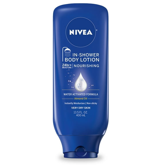 NIVEA Nourishing In Shower Lotion for Very Dry Skin, 24-Hour Body Moisturizer, 13.5 fl oz