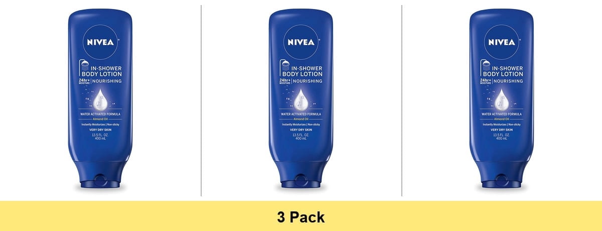 NIVEA Nourishing In Shower Lotion for Very Dry Skin, 24-Hour Body Moisturizer, 13.5 fl oz - 3 Pack