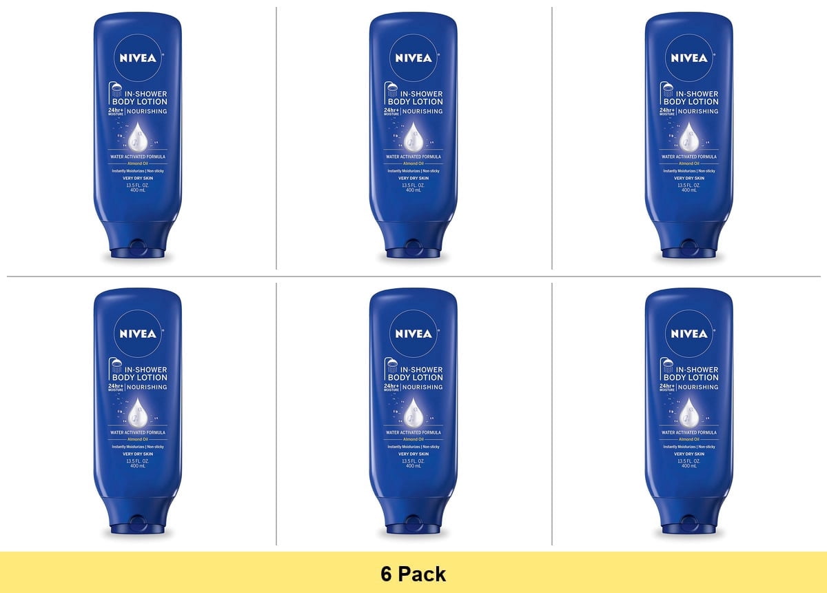 NIVEA Nourishing In Shower Lotion for Very Dry Skin, 24-Hour Body Moisturizer, 13.5 fl oz - 6 Pack
