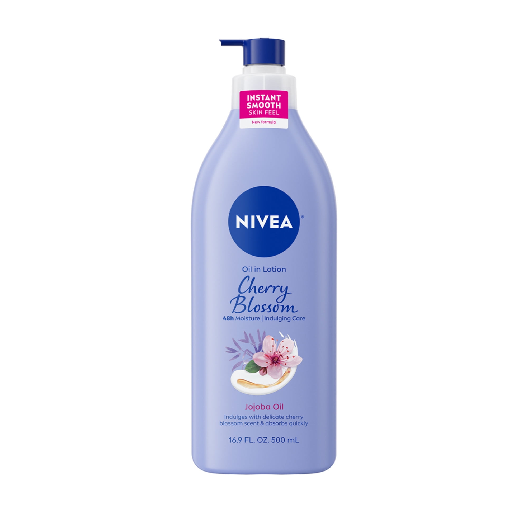 NIVEA Oil Infused Cherry Blossom and Jojoba Oil Body Lotion for Women, Fast-Absorbing, 16.9 fl oz