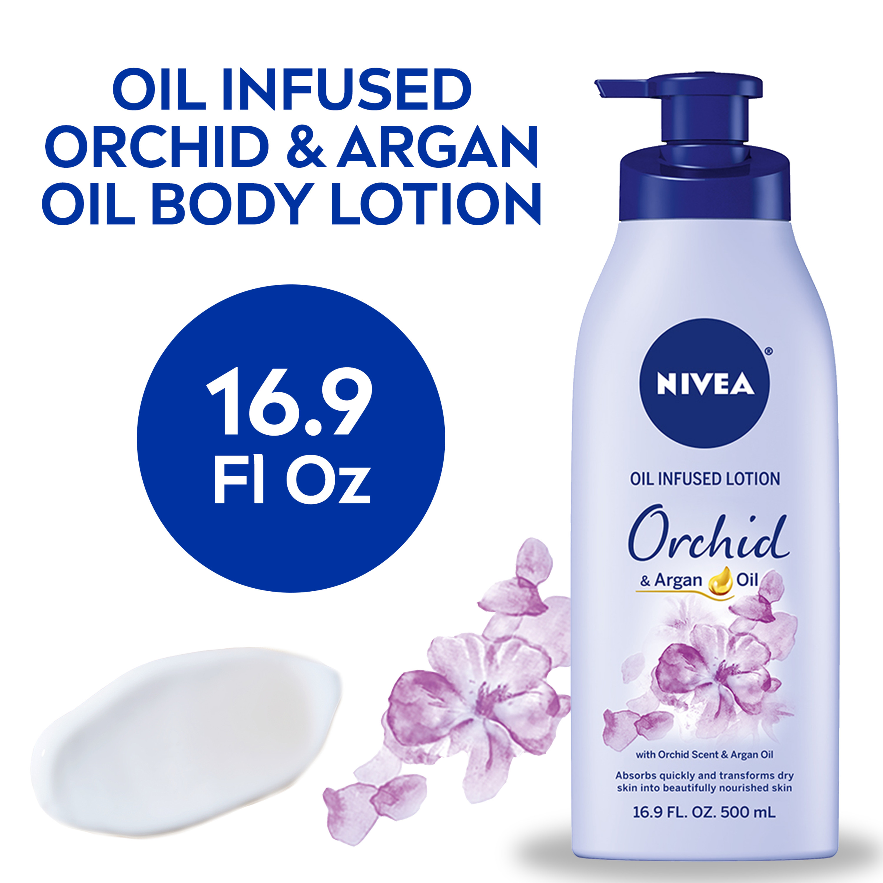 NIVEA Oil Infused Body Lotion, Orchid and Argan Oil, 16.9 Fl Oz Pump Bottle - image 1 of 13