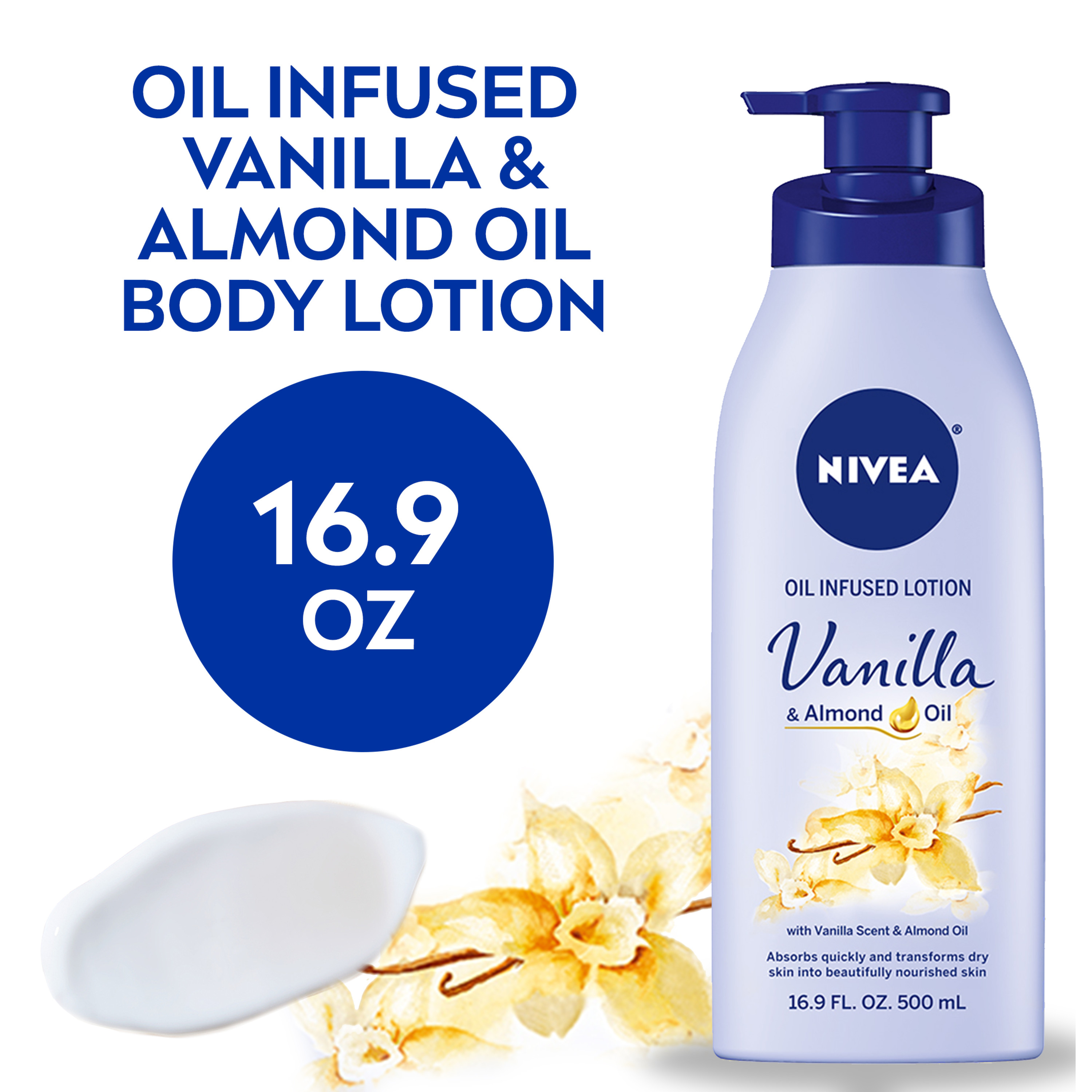 NIVEA Oil Infused Body Lotion, Vanilla and Almond Oil, 16.9 Fl Oz - image 1 of 13
