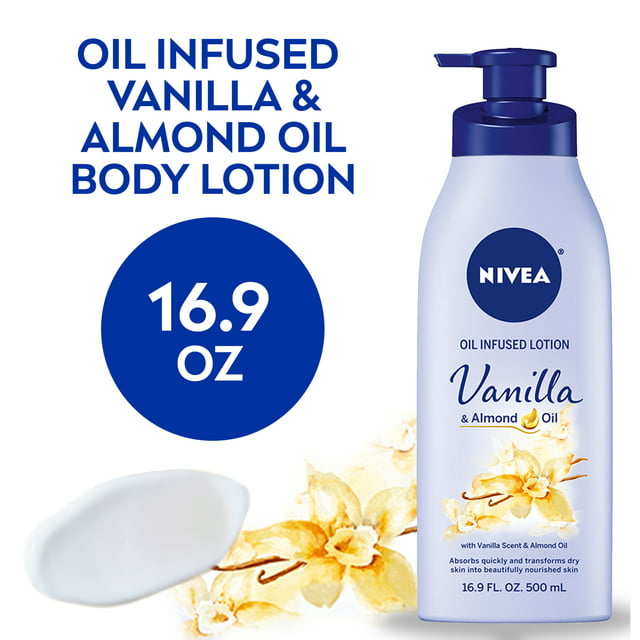 NIVEA Oil Infused Body Lotion, Vanilla and Almond Oil, 16.9 Fl Oz