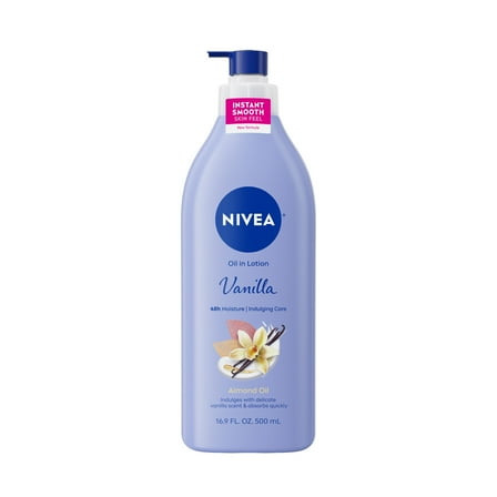 NIVEA Oil Infused Vanilla and Almond Oil Body Lotion for Women, Fast-Absorbing, 16.9 fl oz