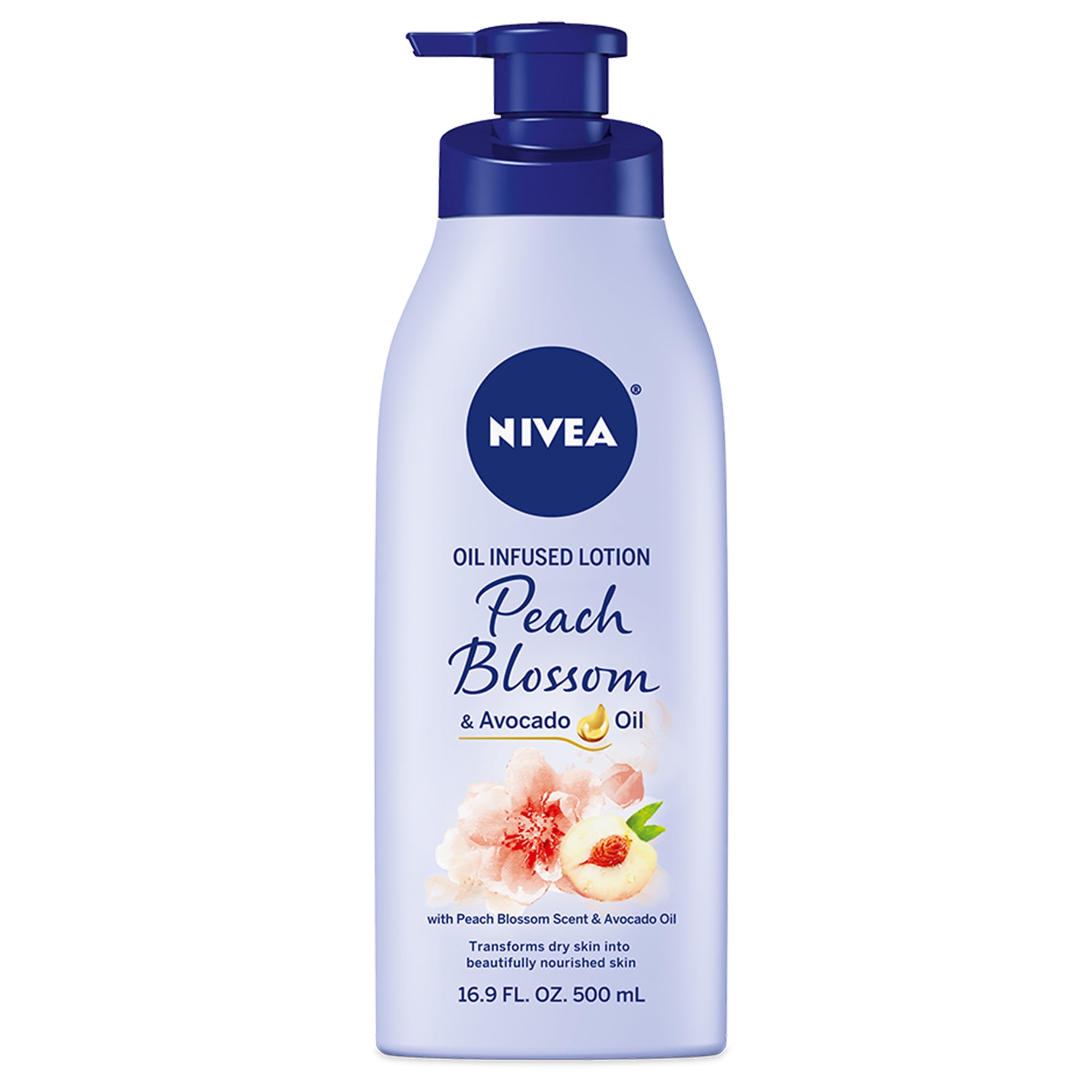 NIVEA Oil Infused Peach Blossom and Avocado Oil Body Lotion for Women, Fast-Absorbing, 16.9 fl oz