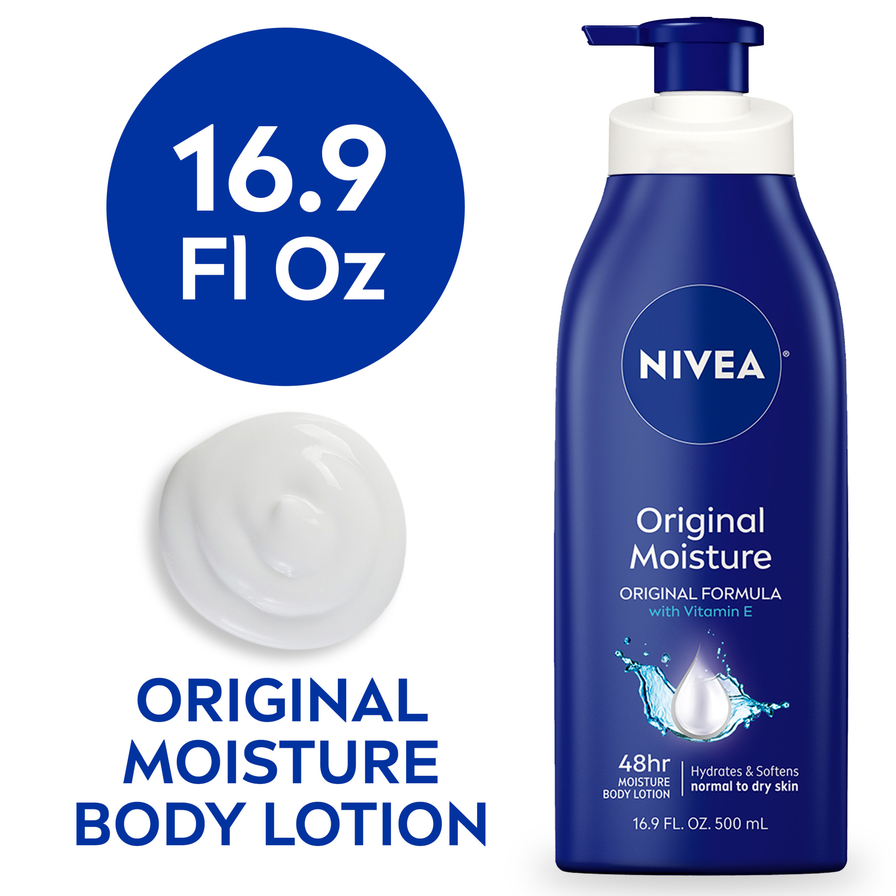 NIVEA Original Moisture Body Lotion with Vitamin E, 16.9 Fl Oz Pump Bottle - image 1 of 11