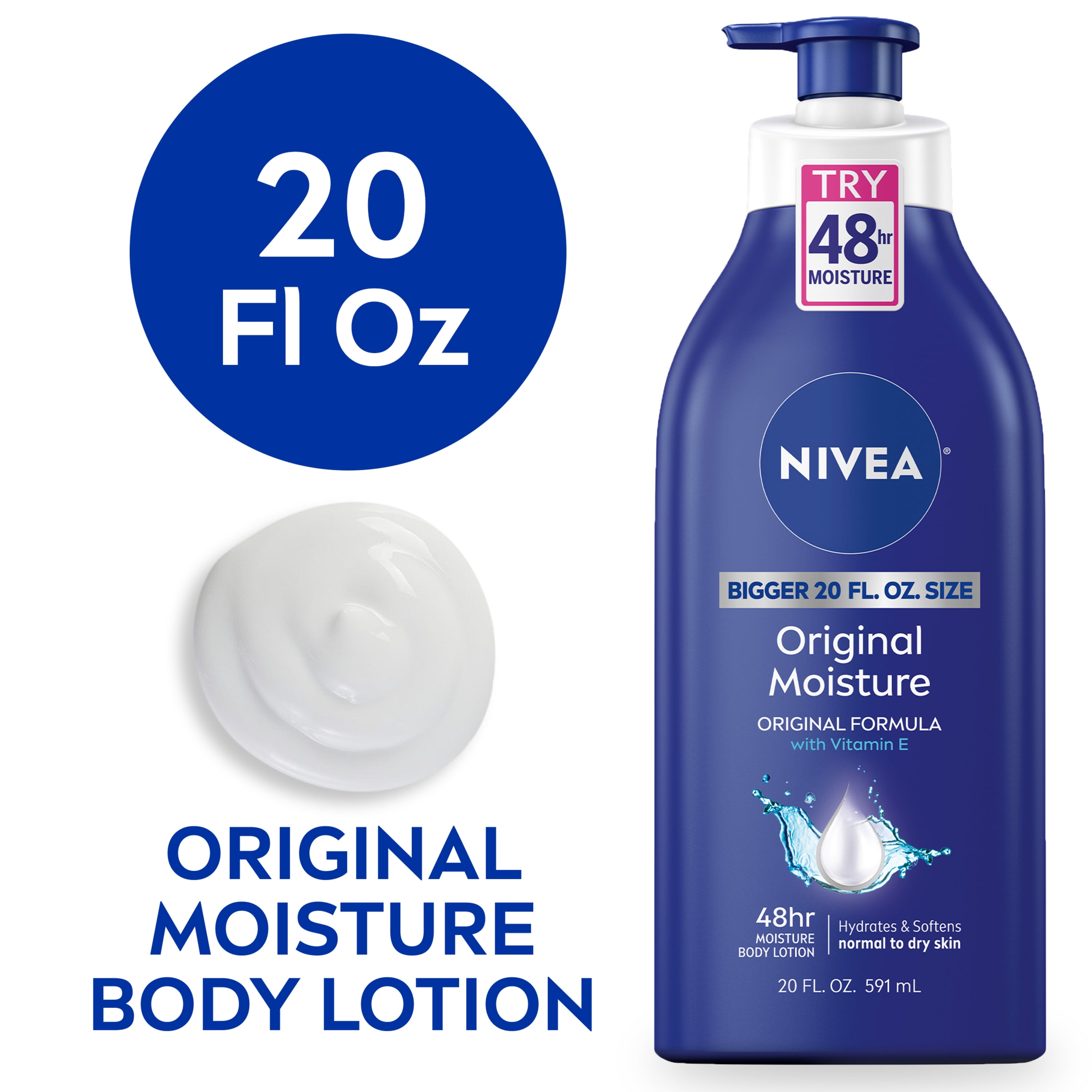 Geboorte geven ademen snijder NIVEA Original Moisture Body Lotion with Vitamin E, 20 Fl Oz Pump Bottle -  Walmart.com