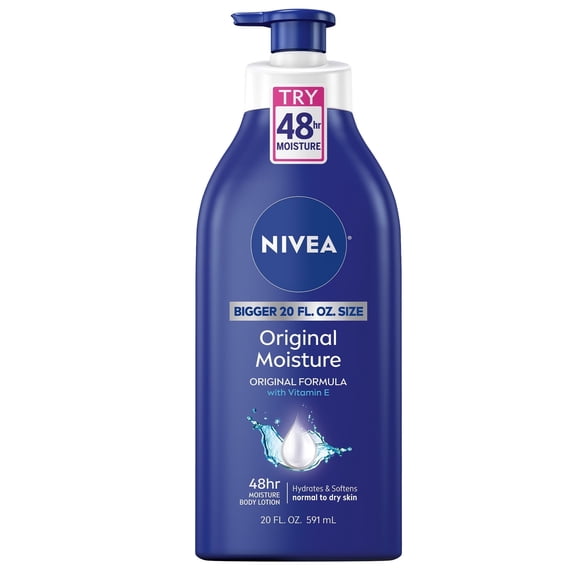 NIVEA Original Moisture Body Lotion with Vitamin E, 48Hr Daily Body Moisturizer, 20 fl oz (4 Pack)