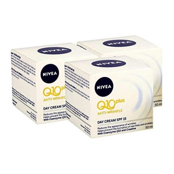 NIVEA Q10 Plus Anti-Wrinkle with SPF 15 Day Care Cream 50 ml (1.69 oz) - Pack of 3