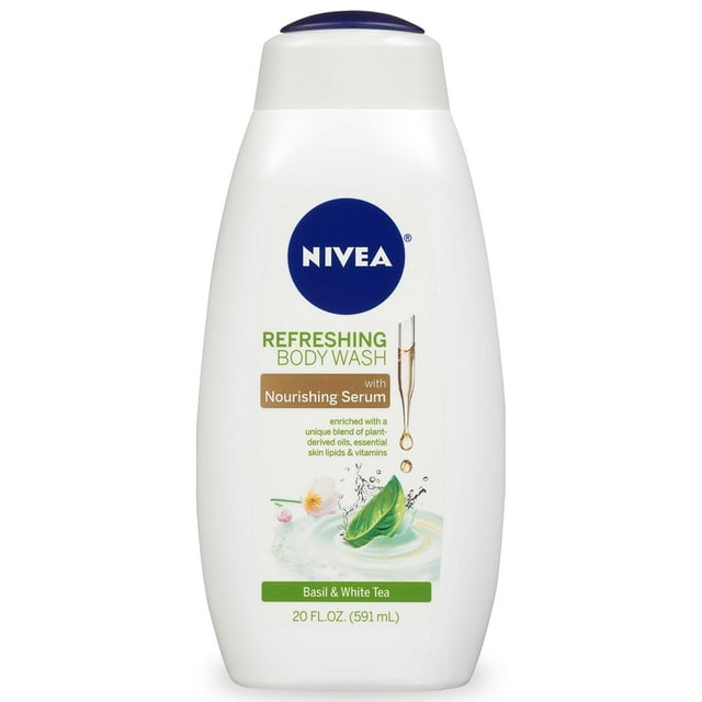 NIVEA Refreshing Basil and AIF4 White Tea Refreshing Body Wash, Scented