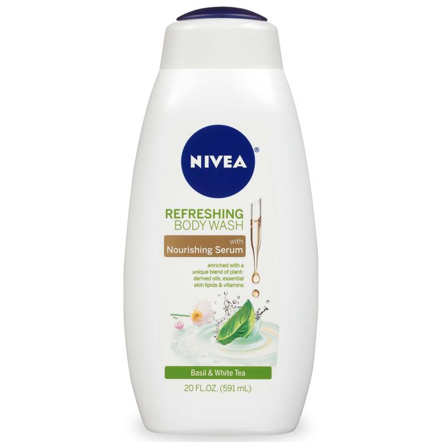 NIVEA Refreshing Basil and STF9 White Tea Refreshing Body Wash, Scented