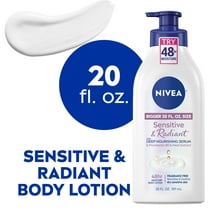 NIVEA Sensitive and Radiant Body Lotion for Dry Skin, Unscented Body Lotion, 20 Fl Oz Pump Bottle
