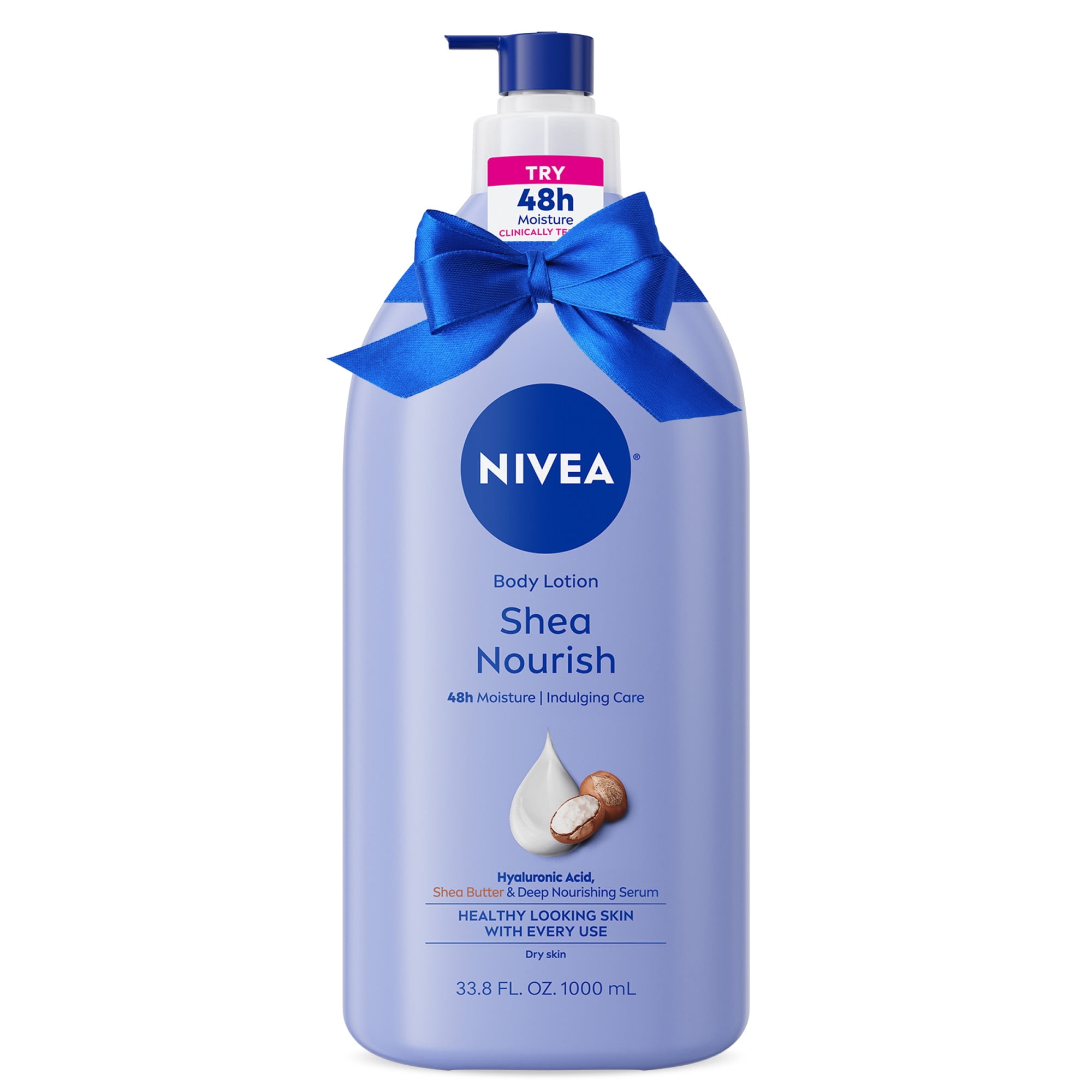 NIVEA Shea Nourish Body Lotion with Hyaluronic Acid and Shea Butter, Holiday Gifts, 33.8 fl oz