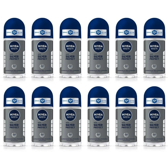 NIVEA Silver Protect Anti-Perspirant, Antibacterial Roll-On Deodorant 12 Pack